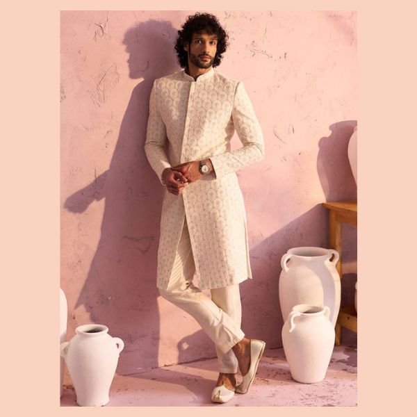 Embroidered Sherwani With Trousers