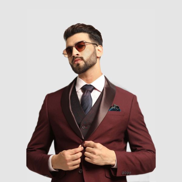 Slim Fit Single Breasted Three Piece Formal Suit