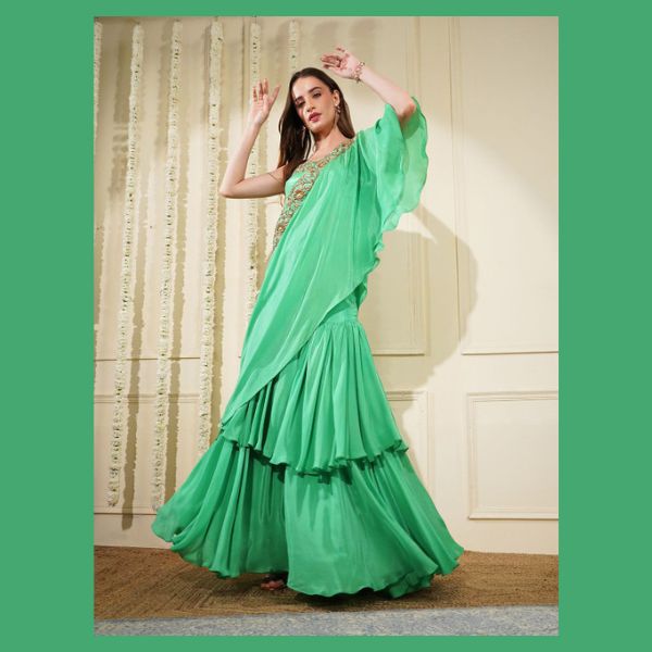 Embroidered Fish Cut Lehenga Choli Set